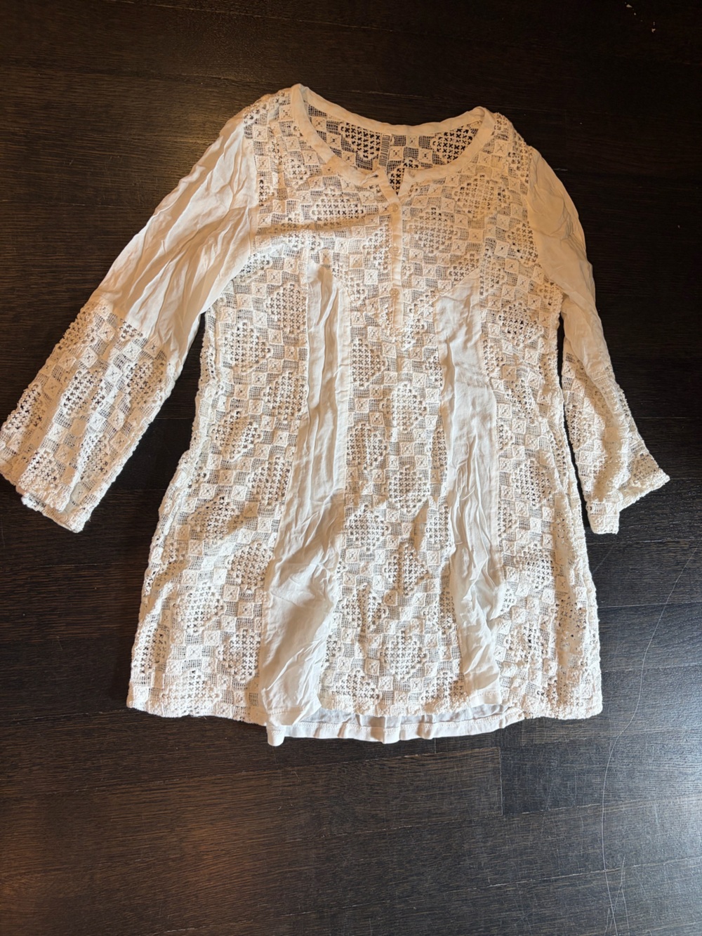 White Crochet Tunic Top - Women's Lace Beach Cover-Up